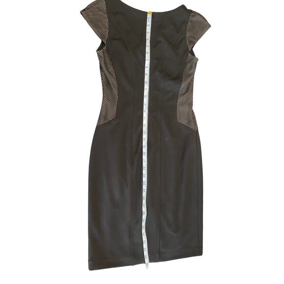 Maggie London Cap Sleeve Black Slimming Illusion Dress Womens Size 4 Career - Picture 10 of 10